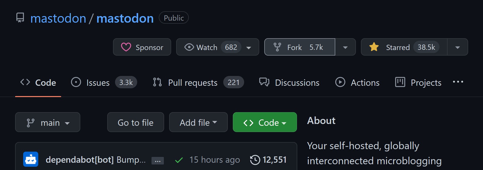 Fork button in a github repo